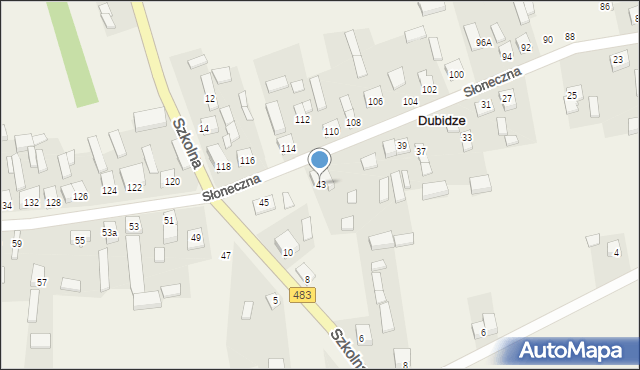 Dubidze, Słoneczna, 43, mapa Dubidze