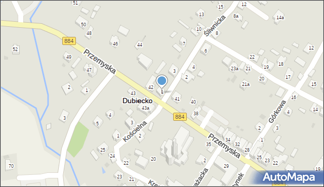 Dubiecko, Śliwnicka, 1, mapa Dubiecko