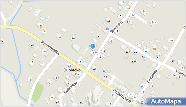 Dubiecko, Śliwnicka, 3, mapa Dubiecko