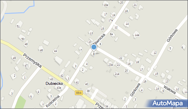 Dubiecko, Śliwnicka, 6, mapa Dubiecko