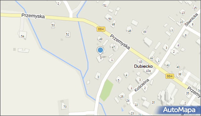 Dubiecko, Słowackiego Juliusza, 2, mapa Dubiecko