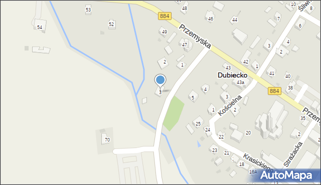 Dubiecko, Słowackiego Juliusza, 3, mapa Dubiecko