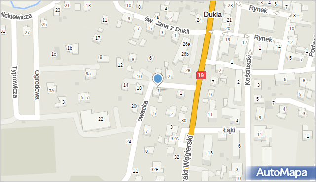 Dukla, Słowacka, 3, mapa Dukla