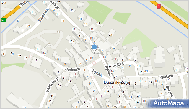 Duszniki-Zdrój, Słowackiego Juliusza, 1, mapa Duszniki-Zdrój