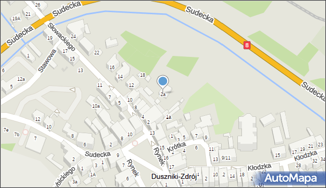 Duszniki-Zdrój, Słowackiego Juliusza, 2a, mapa Duszniki-Zdrój