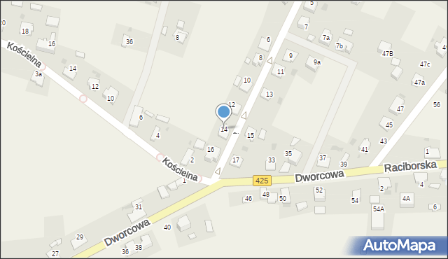 Dziergowice, Słoneczna, 14, mapa Dziergowice