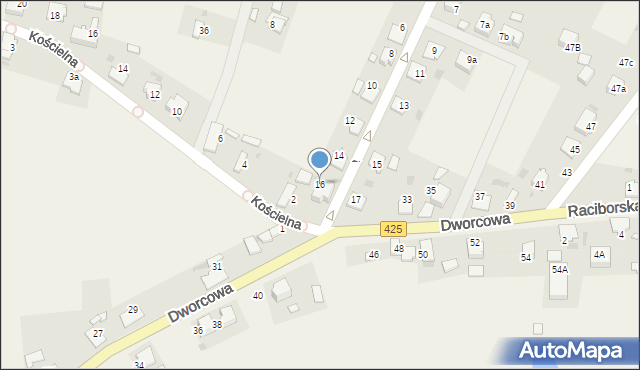 Dziergowice, Słoneczna, 16, mapa Dziergowice