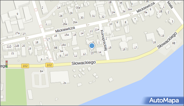 Dziwnów, Słowackiego Juliusza, 13, mapa Dziwnów