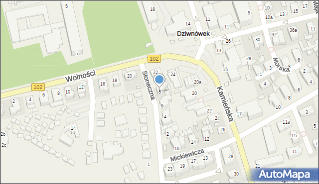 Dziwnówek, Słoneczna, 8, mapa Dziwnówek