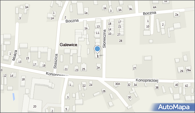 Galewice, Słoneczna, 1, mapa Galewice