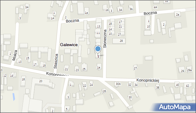 Galewice, Słoneczna, 1, mapa Galewice