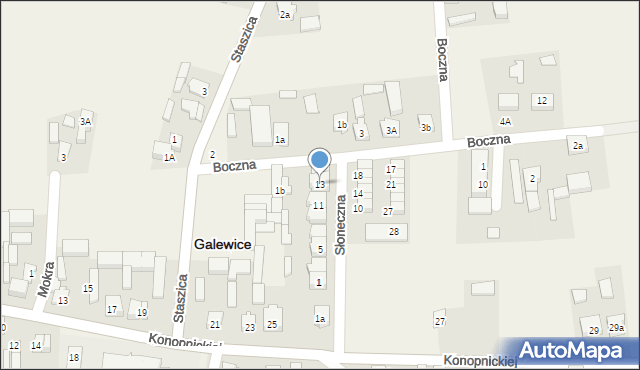 Galewice, Słoneczna, 13, mapa Galewice