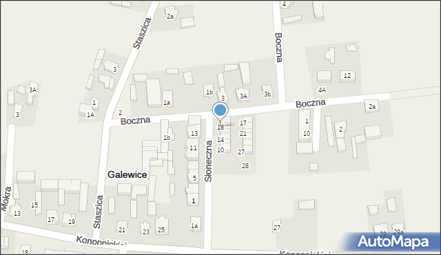 Galewice, Słoneczna, 18, mapa Galewice