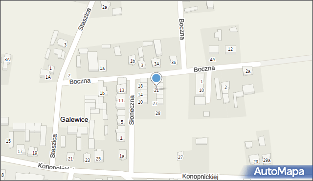 Galewice, Słoneczna, 21, mapa Galewice