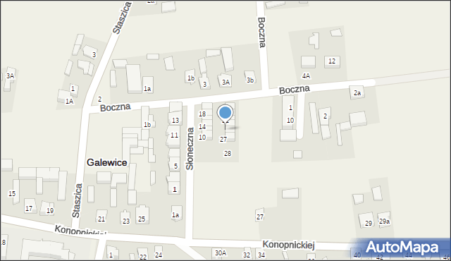 Galewice, Słoneczna, 25, mapa Galewice