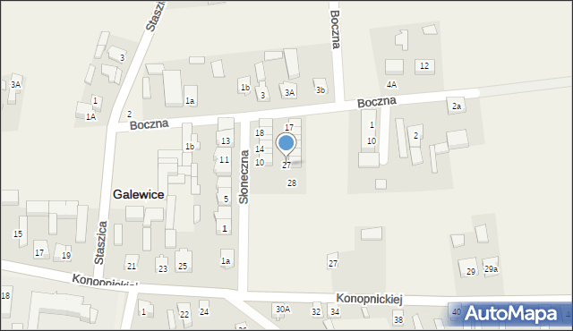 Galewice, Słoneczna, 27, mapa Galewice