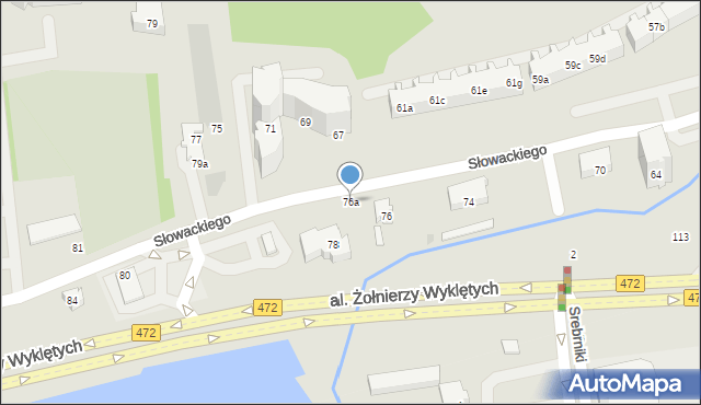 Gdańsk, Słowackiego Juliusza, 76a, mapa Gdańska