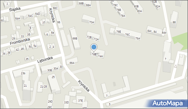 Gdańsk, Śląska, 74B, mapa Gdańska