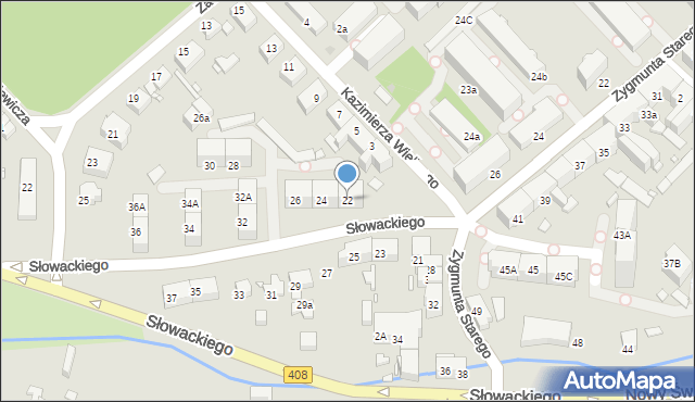 Gliwice, Słowackiego Juliusza, 22, mapa Gliwic