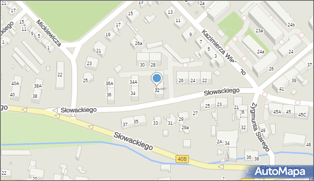 Gliwice, Słowackiego Juliusza, 32, mapa Gliwic