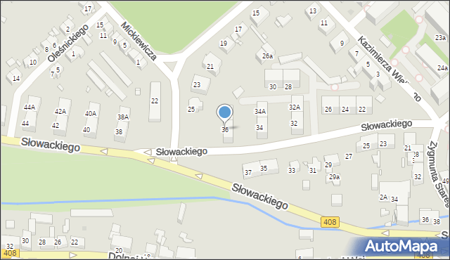 Gliwice, Słowackiego Juliusza, 36, mapa Gliwic