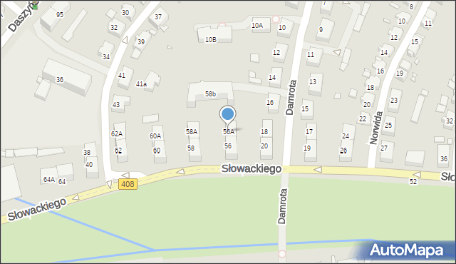 Gliwice, Słowackiego Juliusza, 56A, mapa Gliwic