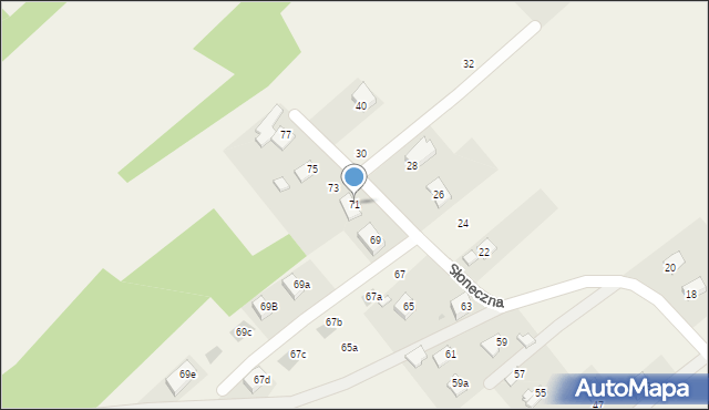Głowienka, Słoneczna, 71, mapa Głowienka