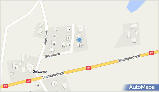 Gniszewo, Słoneczna, 3, mapa Gniszewo