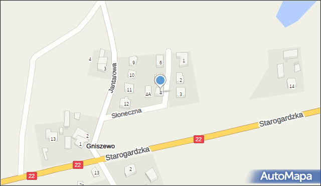 Gniszewo, Słoneczna, 4, mapa Gniszewo