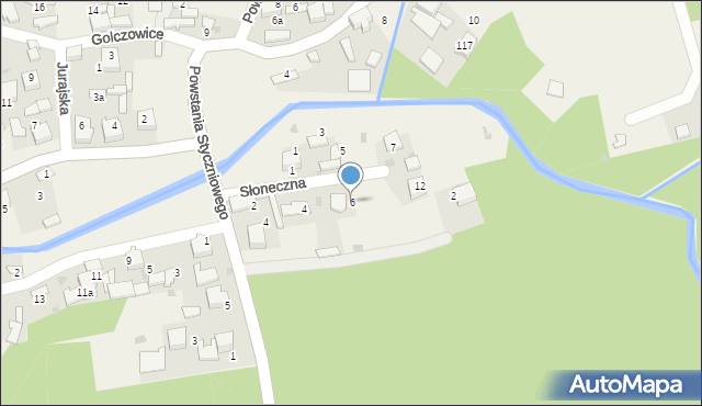 Golczowice, Słoneczna, 6, mapa Golczowice