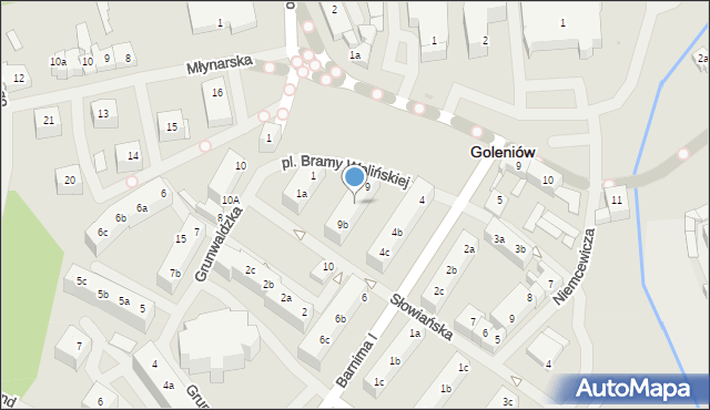 Goleniów, Słowiańska, 9a, mapa Goleniów