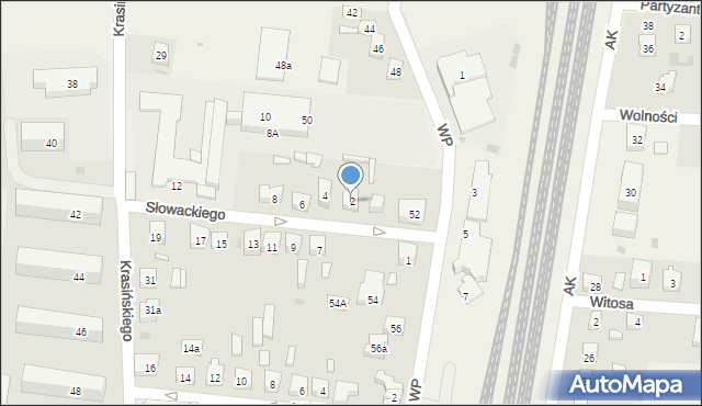 Gomunice, Słowackiego Juliusza, 2, mapa Gomunice