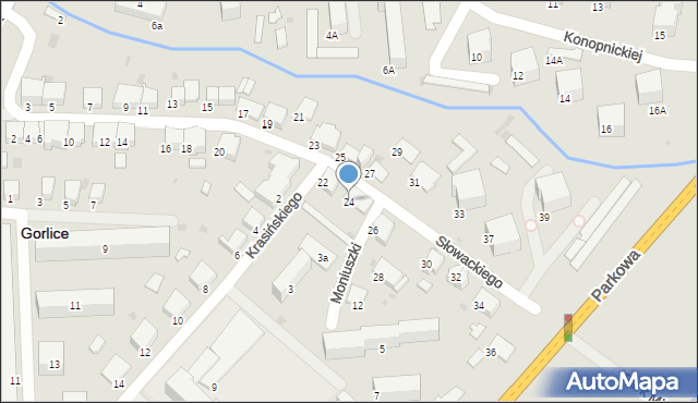 Gorlice, Słowackiego Juliusza, 24, mapa Gorlic
