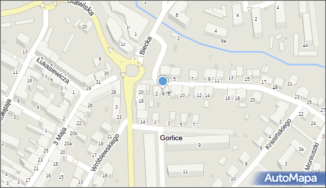 Gorlice, Słowackiego Juliusza, 4, mapa Gorlic