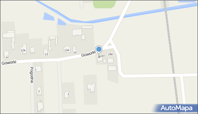 Goworki, Słoneczna, 16, mapa Goworki