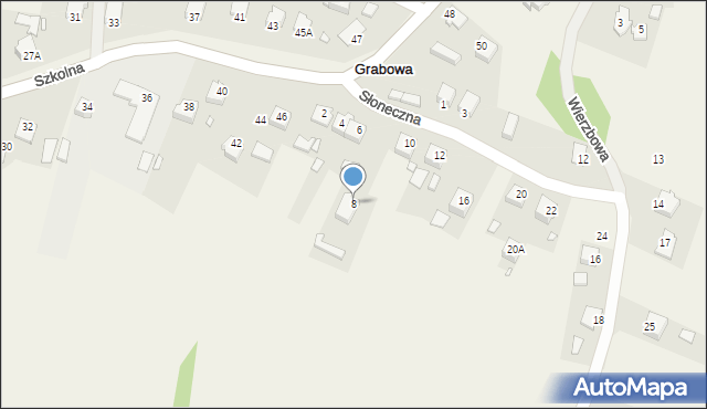 Grabowa, Słoneczna, 8, mapa Grabowa