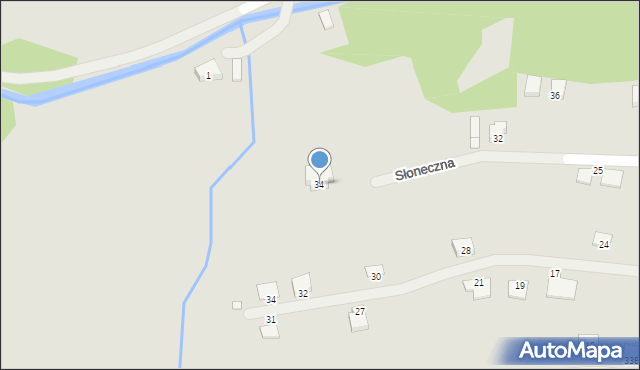 Grybów, Słoneczna, 34, mapa Grybów