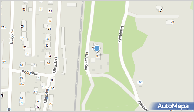 Gryfino, Słoneczna, 5, mapa Gryfino