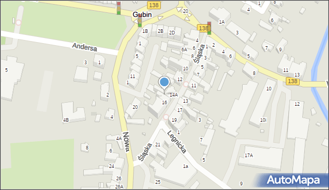 Gubin, Śląska, 14B, mapa Gubin