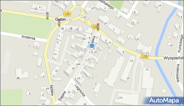 Gubin, Śląska, 7, mapa Gubin