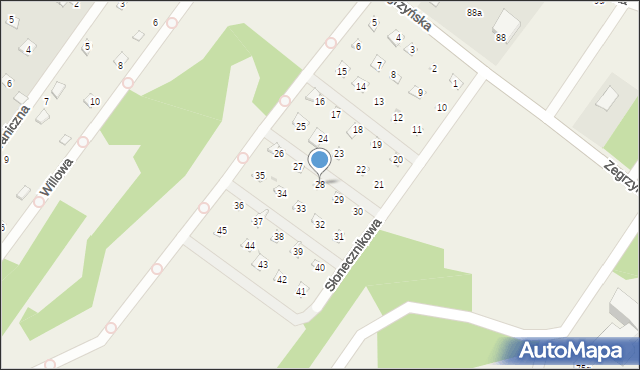 Jachranka, Słonecznikowa, 28, mapa Jachranka