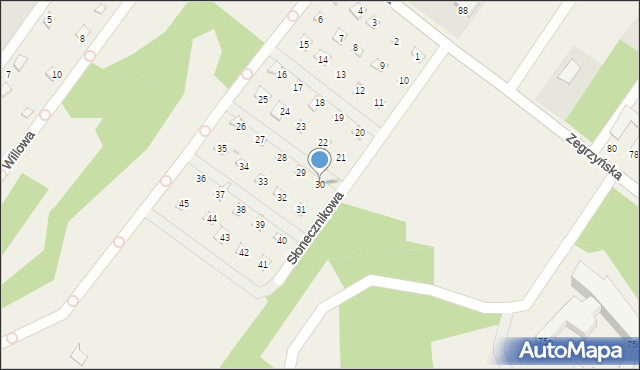 Jachranka, Słonecznikowa, 30, mapa Jachranka