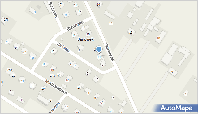 Janówek, Słoneczna, 11, mapa Janówek