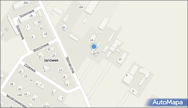 Janówek, Słoneczna, 12, mapa Janówek