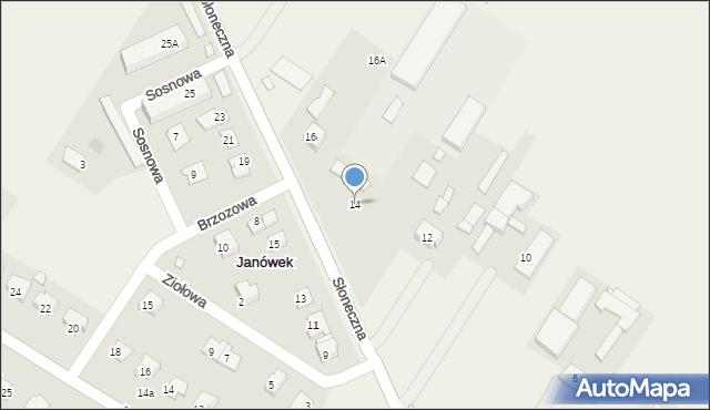 Janówek, Słoneczna, 14, mapa Janówek