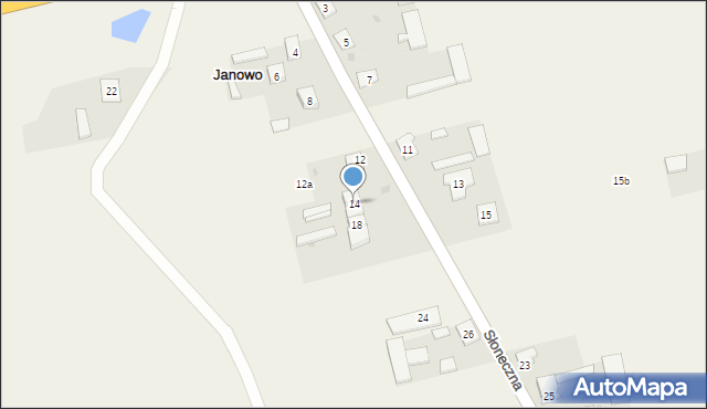 Janowo, Słoneczna, 14, mapa Janowo