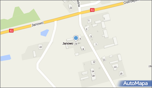 Janowo, Słoneczna, 6, mapa Janowo