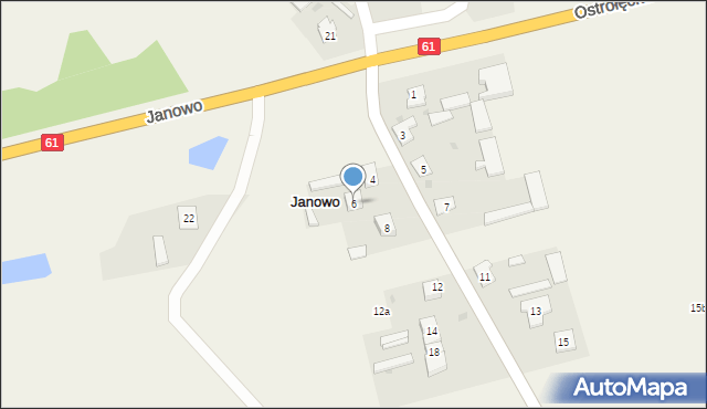 Janowo, Słoneczna, 6, mapa Janowo