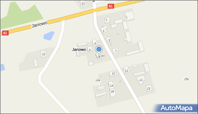 Janowo, Słoneczna, 8, mapa Janowo