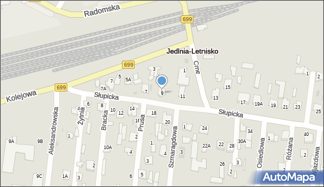 Jedlnia-Letnisko, Słupicka, 9, mapa Jedlnia-Letnisko